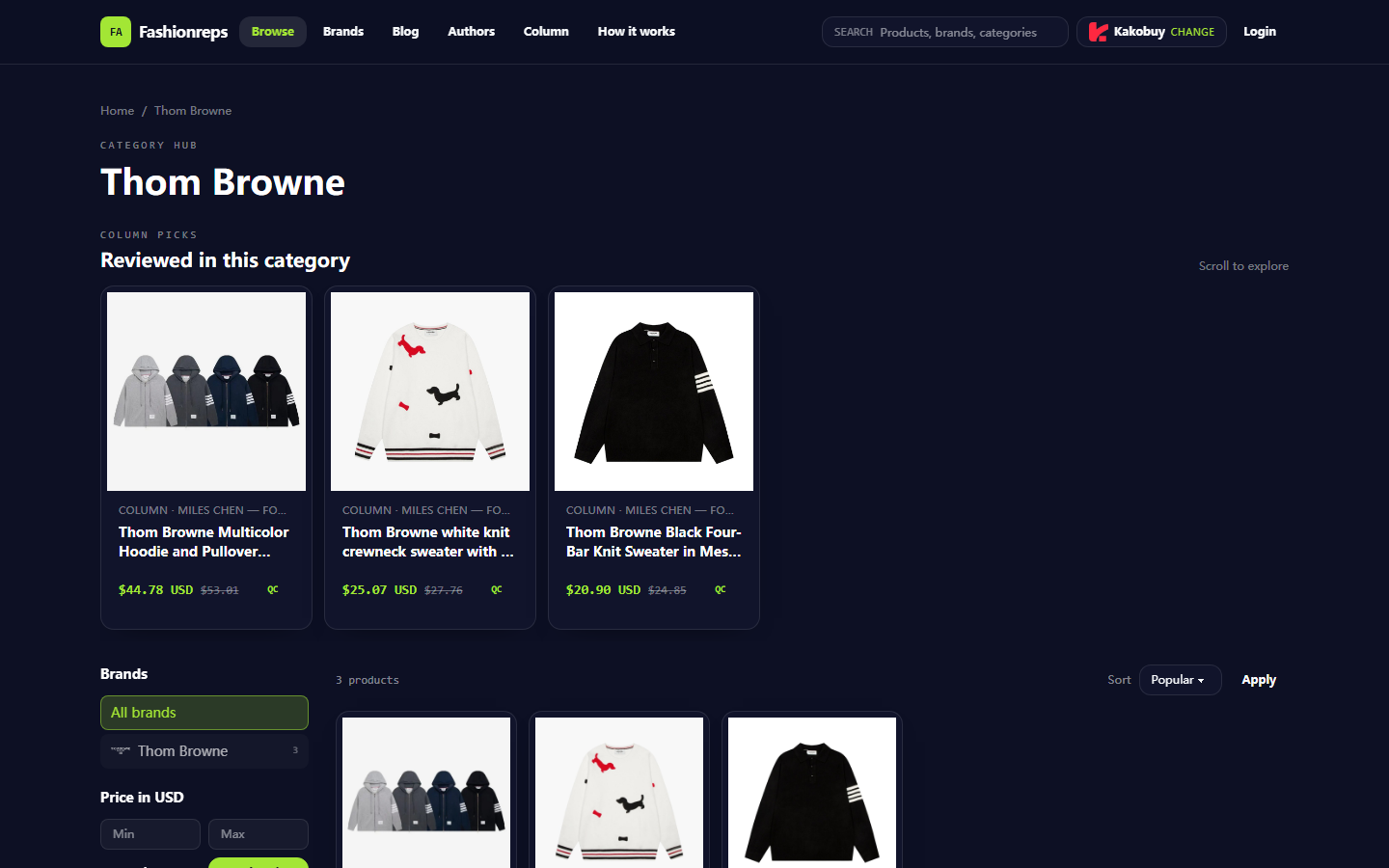 Thom Browne Knitwear: Spreadsheet vs Google Sheets