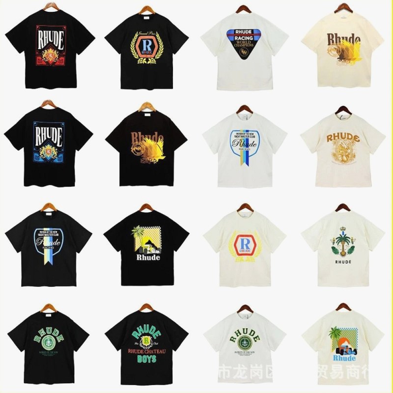 Rhude Trendy T-Shirts with Various Printed Designs Review: 240g Cotton, Four Colours